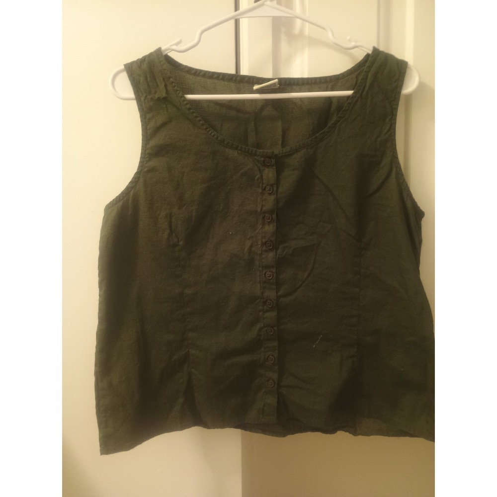 Women's Olive Green Size Large Algondin Sleeveless Top